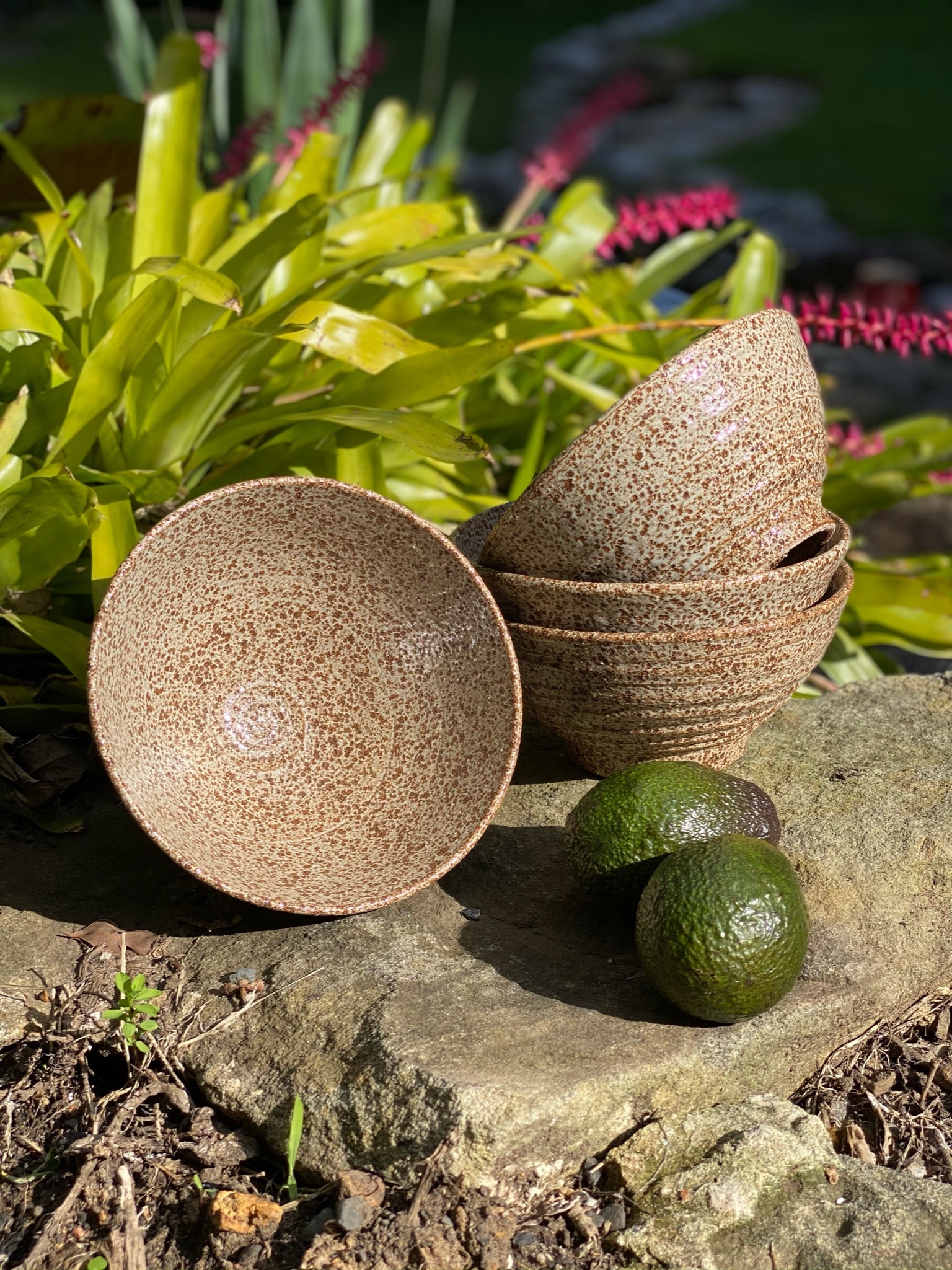 Ramen bowls in speckled clay with white gloss glaze